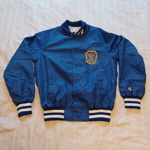 Vintage 1980s Champion Patrons of Husbandry Grange Blue Bomber Jacket Adult M